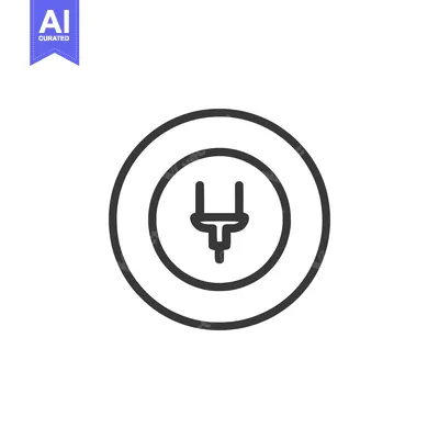 Aset desain premium: Minimalist Electric Plug Icon in Circle, Clean Line Art Symbol