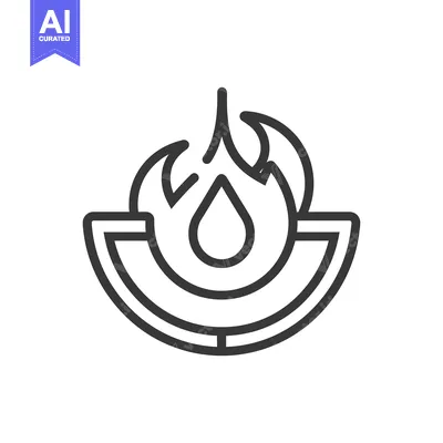 Popular premium asset: A simple black line illustration of flames above a container