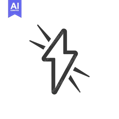 Aset premium populer: Outlined lightning bolt with three rays on each side