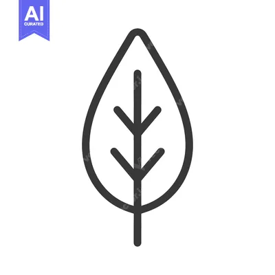 Aset desain premium: A minimalist black and white drawing of a leaf form