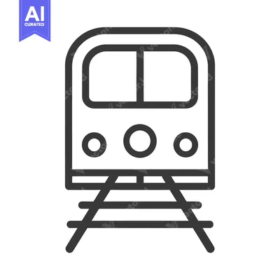 Aset premium populer: Front View Of An Illustrated Train On Tracks Symbol
