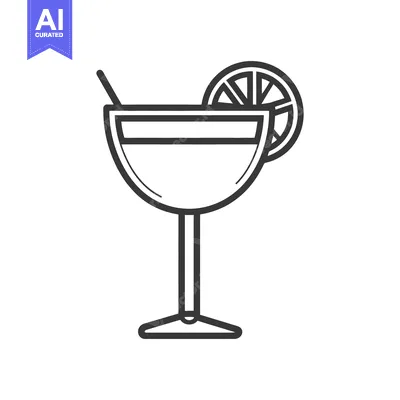 Aset premium populer: A glass of cocktail with a lime slice and a straw