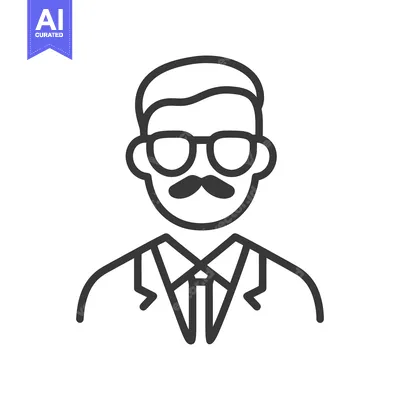 Aset desain premium: This image represents a person with glasses and a mustache