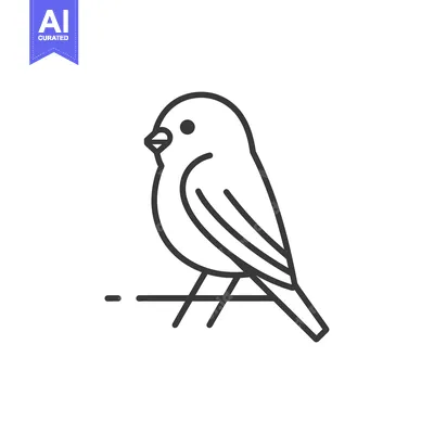 Aset premium populer: Outline Drawing of a Bird Perched on a Branch