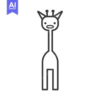 Outline Drawing of a Cartoon Giraffe