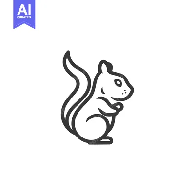 Outline Drawing of a Cartoon Squirrel
