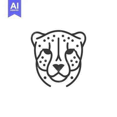 Aset premium populer: Outline Drawing of a Cheetah's Head with Spots