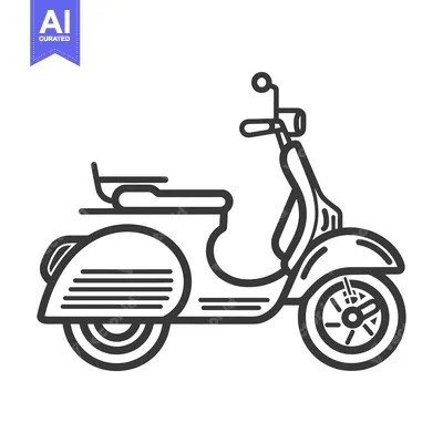 Aset premium populer: Outline drawing of a classic scooter