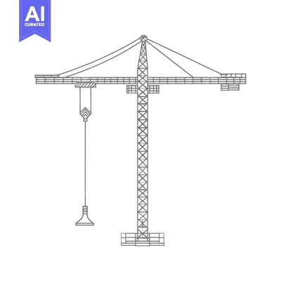 Outline Drawing of a Construction Crane with a Hook