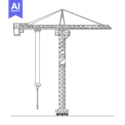 Aset desain premium: Outline Drawing of a Construction Crane with a Hook