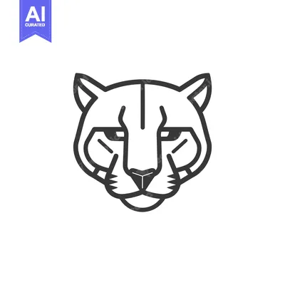 Aset desain premium: Outline Drawing of a Cougar's Head