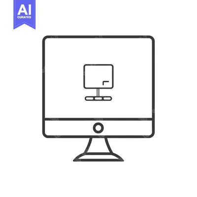 Aset desain premium: Outline Drawing of a Desktop Computer Monitor