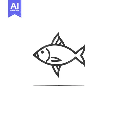 Premium design asset: Outline Drawing of a Fish with a Dorsal Fin