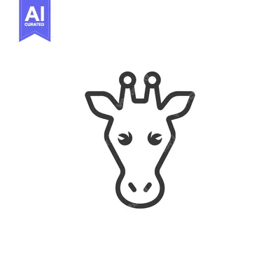 Premium design asset: Outline drawing of a giraffe's head