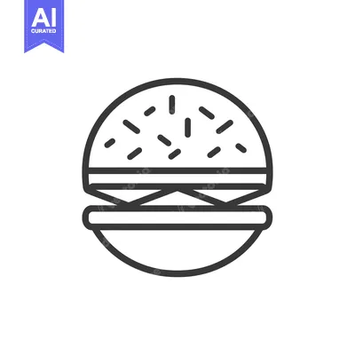Outline Drawing of a Hamburger with Sesame Seeds
