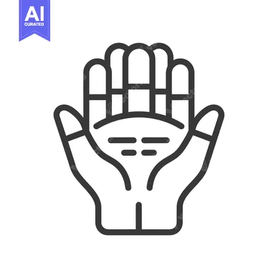 Aset desain premium: Outline Drawing of a Hand with Five Fingers and a Palm