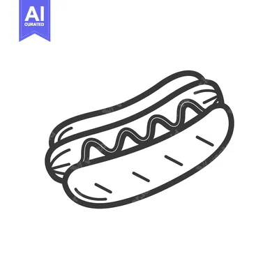 Premium design asset: Outline Drawing of a Hot Dog with Mustard