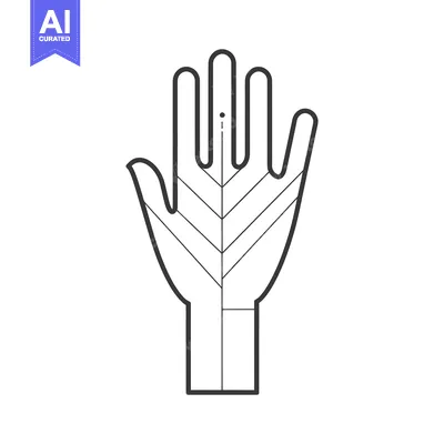 Aset premium populer: Outline Drawing of a Human Hand with Detailed Palm Lines