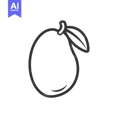 Aset premium populer: Outline Drawing of a Mango with a Leaf