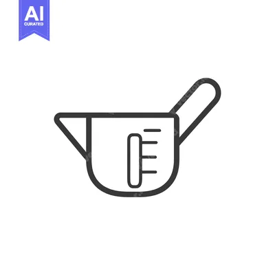 Aset desain premium: Outline drawing of a measuring cup with a handle