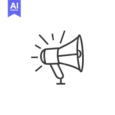 Premium design asset: Outline Drawing of a Megaphone with Sound Waves