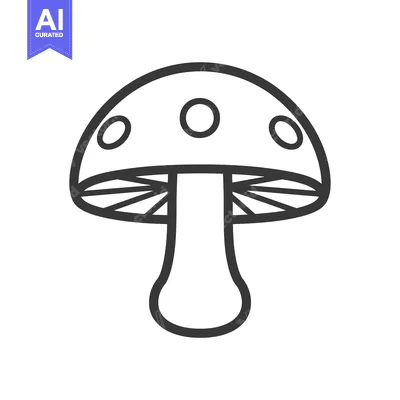 Aset premium populer: Outline Drawing of a Mushroom with Three Spots on the Cap