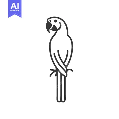 Premium design asset: Outline Drawing of a Parrot with a Curved Beak