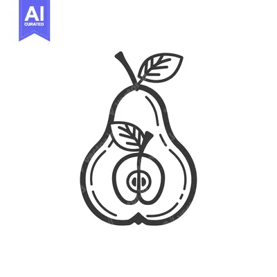 Aset desain premium: Outline Drawing of a Pear Cut in Half