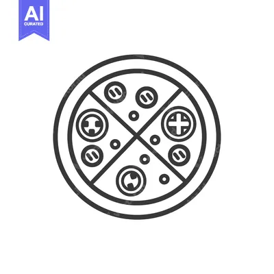 Outline drawing of a pizza with toppings