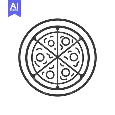 Premium design asset: Outline Drawing of a Pizza with Toppings