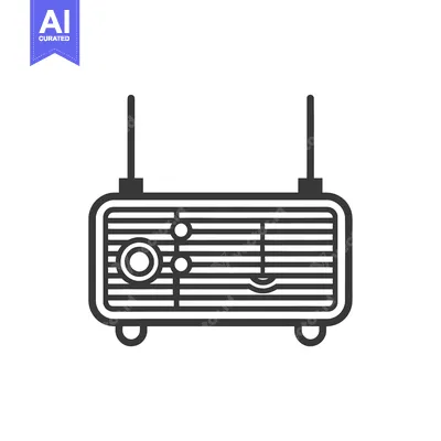 Outline Drawing of a Retro Radio with Antennas