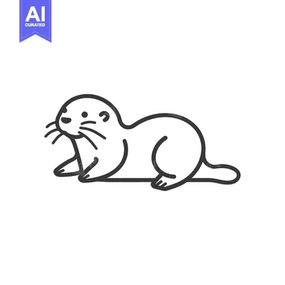 Aset premium populer: Outline Drawing of a River Otter Lying Down
