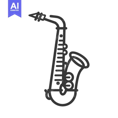 Aset premium populer: Outline drawing of a saxophone with a curved neck