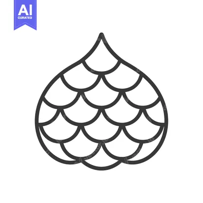 Outline Drawing of a Scaly, Teardrop-Shaped Object