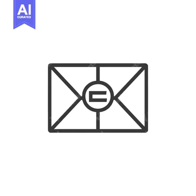 Aset premium populer: Outline drawing of a sealed envelope with the letter "E" inside a circ