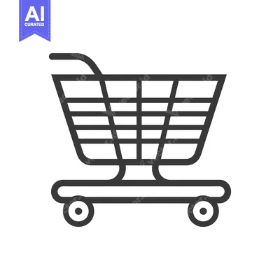 Aset desain premium: Outline Drawing of a Shopping Cart with Wheels