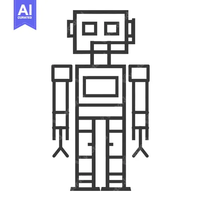 Aset desain premium: Outline drawing of a simple robot with arms and legs