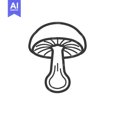 Outline Drawing of a Single Mushroom