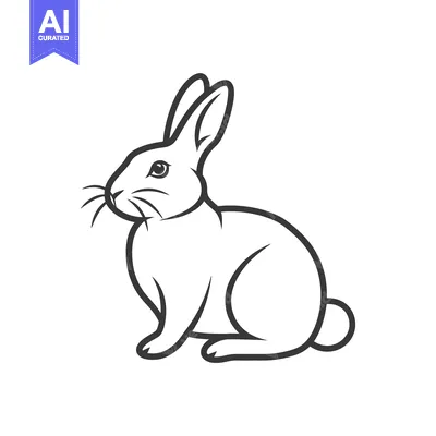 Aset desain premium: Outline Drawing of a Sitting Rabbit