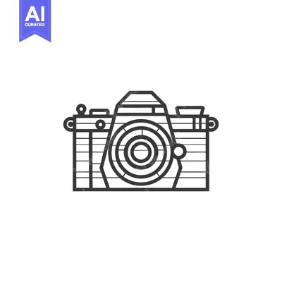 Premium design asset: Outline Drawing of a Vintage Camera