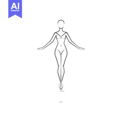 Aset premium populer: Outline drawing of a woman standing with arms outstretched