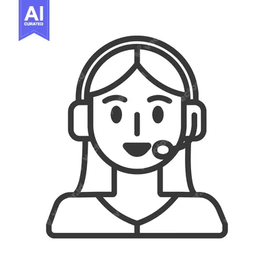 Aset premium populer: Outline Drawing of a Woman Wearing Headphones with a Microphone
