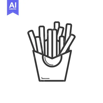 Outline Drawing of French Fries in a Paper Container