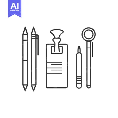Aset premium populer: Outline Drawing of Stationary Items