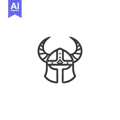 Outlined Viking Helmet with Horns