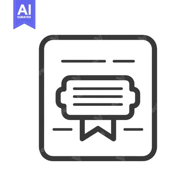 Outline Icon of a Certificate with a Ribbon