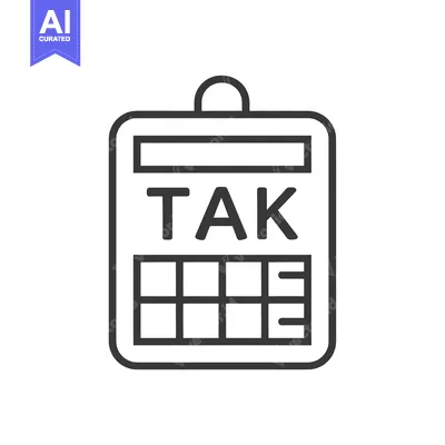 Premium design asset: Outline Icon of a Clipboard with "TAK" Written on It