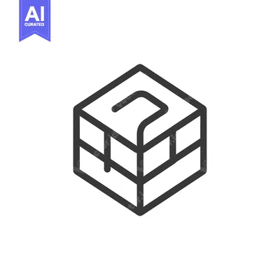 Aset premium populer: Outline Icon of a Cube with a Curved Line Inside