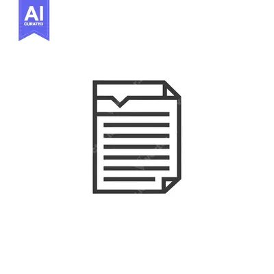 Outline Icon of a Folded Paper Document with Text Lines