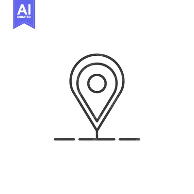 Aset desain premium: Outline Icon of a Map Pin with a Dot Inside
